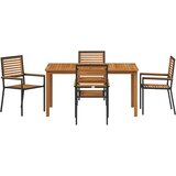  Vrtni set za objed 5 kom. Crna Čvrsto drvo akacije 150 x 90 x 74 cm | Shoptok.si