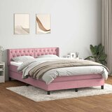 Box Spring krevet s madracem ružičasti 160x220 cm baršun Cijene