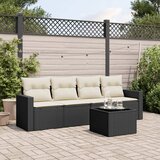 Maison Chic Seti vrtnega pohištva - Vrtna garnitura - Vrtni pohištvo set z blazinami 5-delna črna poli ratan, (21796364) | Shoptok.si
