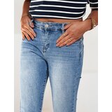 DStreet Spodnie damskie SKYLIGHT jeansowe z przetarciami niebieskie | shoptok.hr