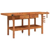  Radni stol s ladicama i škripcima 192x62x83 cm od drva bagrema | shoptok.hr