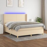 The Living Store Box spring postelja z vzmetnico LED krem 160x200 cm blago - Box Spring Postelja, (21438350) Cene