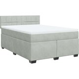 vidaXL Box spring postelja z vzmetnico svetlo siva 160x200 cm žamet | Shoptok.si