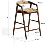 Kave Home Smeđa barska stolica s naslonima za ruke od punog hrasta (visine sjedala 65 cm) Derile – | shoptok.hr