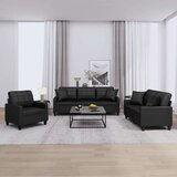  3-dijelni set sofa s jastucima crna od umjetne kože | shoptok.hr