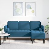 vidaXL L-kavč Modra 173x131x67 cm Samet | Shoptok.si