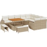 vidaXL 12-delni vrtni kavč set z blazinami Bež Poli Ratan Akacija | Shoptok.si