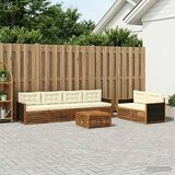  Set vanjskih sofa s jastukom 7 pcs Prirodna i krem Poliester | shoptok.hr