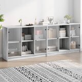 vidaXL Regal za knjige s vratima siva boja hrasta 204x37x75 cm drveni | shoptok.hr