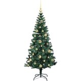 vidaXL Umjetna preddekorirana božićna jelka Zelena 150cm PVC in kovina | Shoptok.si