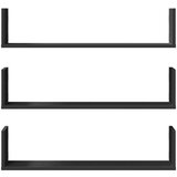 vidaXL Stenska polica 3 kosi črna 80x18x18 cm inženirski les | Shoptok.si