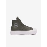 Converse Dark Grey Women's Leather Ankle Sneakers on the Platform - Women