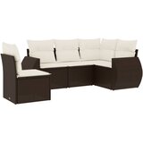  5-dijelni set vrtnih sofa s jastucima poliratan smeđi | shoptok.hr