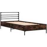 vidaXL Posteljni okvir dimljeni hrast 100x200 cm inž. les in kovina, (21156005) | Shoptok.si