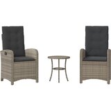  3-dijelni bistro set od poliratana s jastucima sivi | shoptok.hr