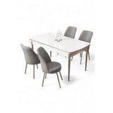 Hanah home Rasklopivi trpezarijski sto i stolice (5 delova) Nira White Chrome Grey | Eponuda.com