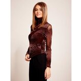 Fashion Hunters Brown blouse with velvet patterns Cene