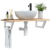  Zidna polica za umivaonik od čelika i masivnog bagremovog drva Smeđa 100 x 40 x 2 cm | shoptok.hr