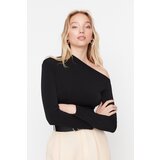 Trendyol Black Slim Snap Fastener Asymmetric Collar Stretchy Knitted Bodysuit | Eponuda.ba