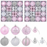  Set božićnih kuglica 88 kom. ružičasta i srebrna Ø 6 cm | shoptok.hr