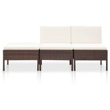 Maison Chic Seti vrtnega pohištva - Vrtna garnitura - Vrtni pohištvo set z blazinami 3-delna poli ratan rjava, (21808879) | Shoptok.si