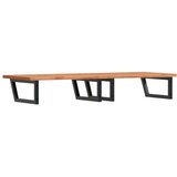  Zidna polica za umivaonik od čelika i masivne bukovine Smeđa 150 x 55 x 2.5 cm | Shoptok.si