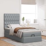  Otomanski okvir kreveta s madraca svijetlosivi 90x190cm tkanine | shoptok.hr