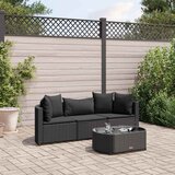Maison Chic Seti vrtnega pohištva - Vrtna garnitura - Vrtni pohištvo set 4-delna z blazinami črna poli ratan, (21820710) | Shoptok.si