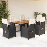  7-dijelni vrtni blagovaonski set s jastucima crni od poliratana Crna Dužina stola 150 cm | shoptok.hr