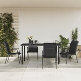 The Living Store Vrtna sedežna garnitura 5-delna črno jeklo in textilene - Vrtna Jedilna Garnitura, (21469033) | Shoptok.si