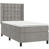  Box spring s madracem LED svjetlosivi 100x200 cm baršun | shoptok.hr