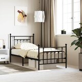  Metalni okvir kreveta uzglavlje i podnožje crni 90 x 200 cm | shoptok.hr