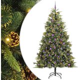 vidaXL Umjetno Drvo za Božić s Šišarkama Zelena 240 cm - 240 cm s LED-ima i ljubičastim kuglicama Cijene