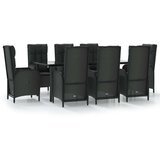  9-dijelni vrtni blagovaonski set s jastucima crni od poliratana | shoptok.hr