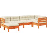  6-dijelni set vrtnih sofa s jastucima voštano smeđi od borovine | shoptok.hr
