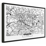  Slika - City Plan: Krakow (1 Part) Wide 120x80 U crnom drvenom okviru | shoptok.hr