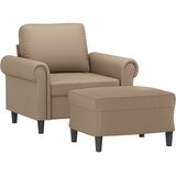 Fotelja s tabureom boja cappuccina 60 cm od umjetne kože | shoptok.hr