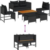 vidaXL vanjski sofa set - Crna Ratan, Drvo Srednji Izdržljiv | shoptok.hr
