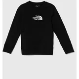 The North Face Otroški bombažen pulover DREW PEAK LIGHT CREW črna barva