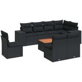  9-dijelni set vrtnih sofa s jastucima crni od poliratana | shoptok.hr