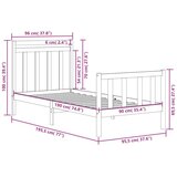  Posteljni okvir iz trdnega lesa 90x190 cm, (20645850) | Shoptok.si