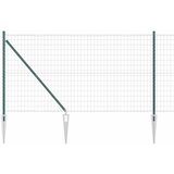 vidaXL Evropska ograja z 7 zabitimi stebri 1.4x10 m Galvanizirano jeklo Zeleno | Shoptok.si