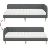 vidaXL Kotna postelja z vzmetnico Temno siva 90 x 190 cm blago | Shoptok.si