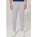 ALTINYILDIZ CLASSICS Men's Gray Slim Fit Slim Fit Trousers with Side Pockets, Cotton Flexible Dobby Pants. Cene