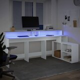  Radni stol LED bijeli 200 x 104 x 91 cm od konstruiranog drva | shoptok.hr