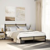 Maison Chic Kovinski Posteljni okvir - Dvoposteljna postelja - Zakonska postelja brez vzmetnice sonoma hrast 135x190 cm, (21694615) | Shoptok.si
