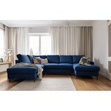 Miuform Temno modra raztegljiva kotna sedežna garnitura iz rebrastega žameta (levi kot) Lofty Lilly – | Shoptok.si