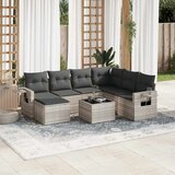Maison Chic Seti vrtnega pohištva - Vrtna garnitura - Vrtni pohištvo set 8-delna z blazinami sv. siv poli ratan, (21799933) | Shoptok.si