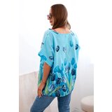 Kesi Włoski Women's cotton shirt with a floral pattern blue | shoptok.hr