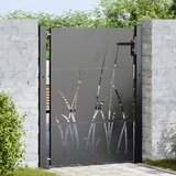 vidaXL Vrtna vrata Črna 105 x 150 cm Jeklo s prašnim premazom | Shoptok.si